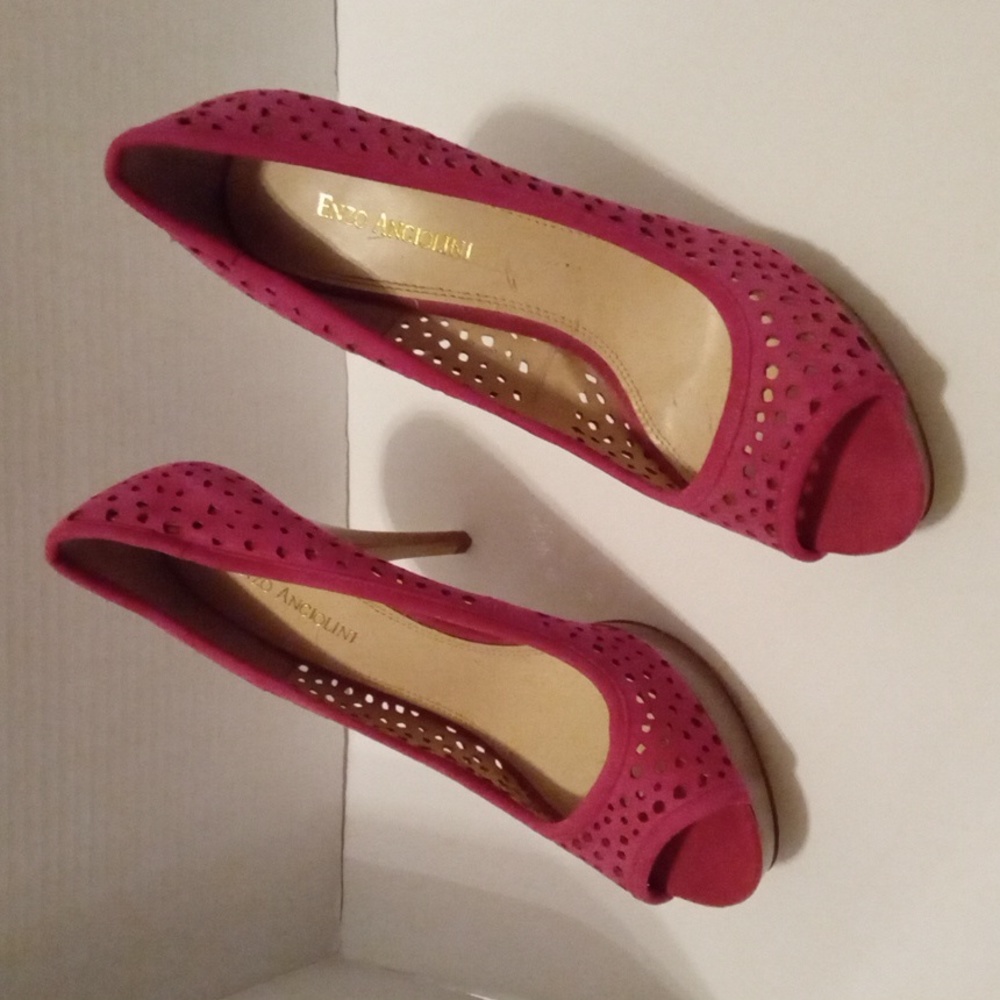Enzo Angiolini Pink Peep Toe Heels  5 inches